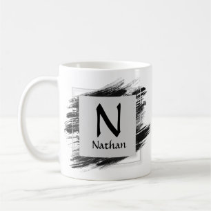 Change Initial Add Name Black Brush - M N O P Q Coffee Mug
