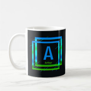 Change Initial Add Name Blue Green Squares A B C D Coffee Mug