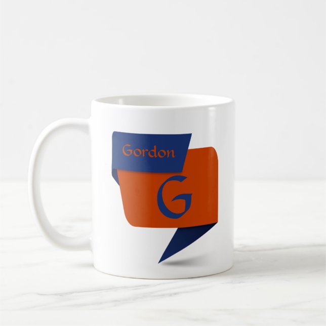 Change Initial Add Name Blue Orange - G H I K L Coffee Mug (Left)