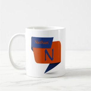Change Initial Add Name Blue Orange - M N O P Q Coffee Mug
