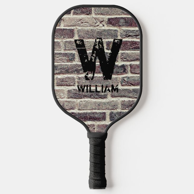 Change Initial ,Add Name,  Brick Wall Masonry Pickleball Paddle (Front)