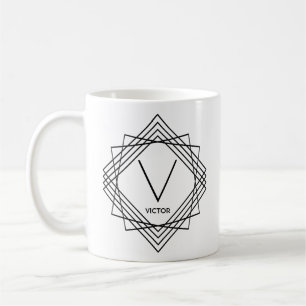 Change Initial Add Name Classic Geometric U V W Coffee Mug