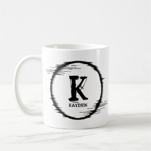 Change Initial Add Name Distorted Circle I J K L  Coffee Mug