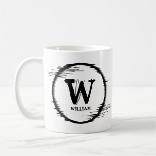 Change Initial Add Name Distorted Circle U V W  Coffee Mug