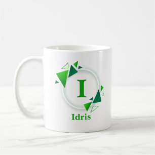 Change Initial Add Name Green White Circle I J K L Coffee Mug