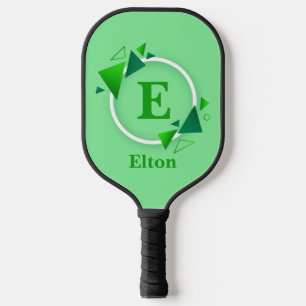 Change Initial, Add Name Green White Circle Pickleball Paddle