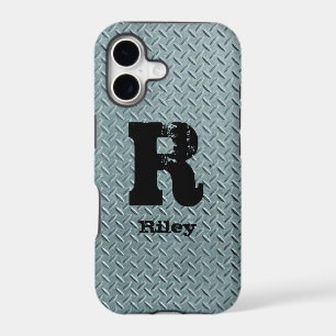 Change Initial Add Name Grey Steel Chequered Plate