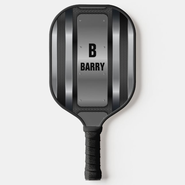 Change Initial, Add Name, Metal & Mesh Look Pickleball Paddle (Front)