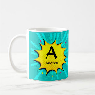 Change Initial Add Name, Pop Art - A B C D E F  Coffee Mug