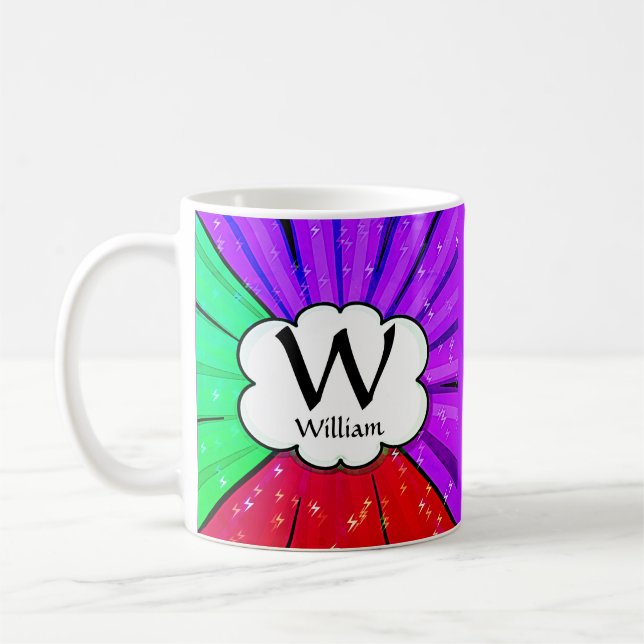 Change Initial Add Name, Pop Art Cloud - W X Y Z  Coffee Mug (Left)