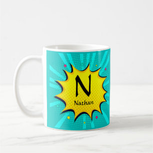 Change Initial Add Name, Pop Art - M N O P Q Coffee Mug