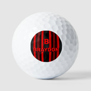 Change Initial Add Name Red on Black Stripes       Golf Balls