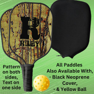 Change Initial, Add Name, Rusty Metal Look Pickleball Paddle