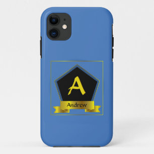 Change Initial Add Name, Shield Award Ribbon  iPhone 11 Case