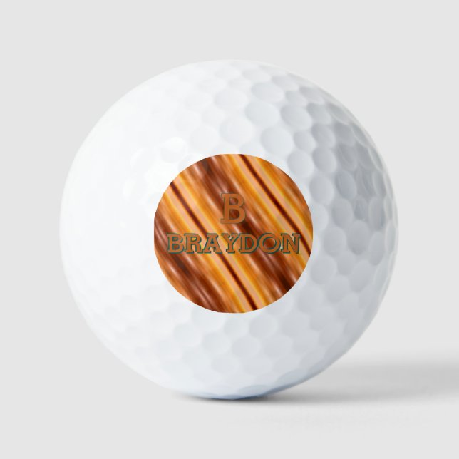 Change Initial Add Name Soft Brown Tan Beige Gold  Golf Balls (Front)