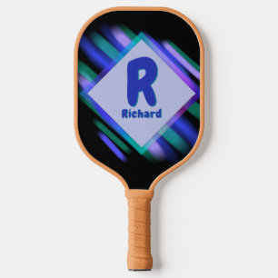 Change Initial, Add Name, Soft Paint Blues Black Pickleball Paddle