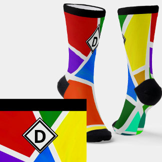 Change Initial, Geometric Art Colour Triangle Socks