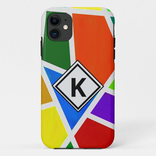 Change Initial, Geometric Art Colours Triangles Case-Mate iPhone Case (Back)