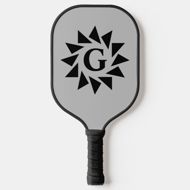 Change Initial, Geometric Triangles on Grey        Pickleball Paddle (Front)