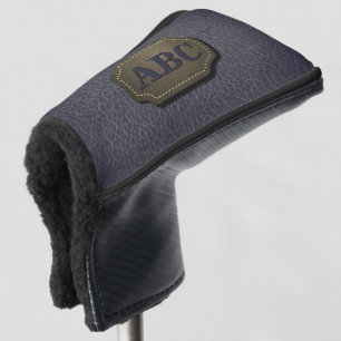 Change Initial, Leather Badge  Leather Look Gray Golf Head Cover