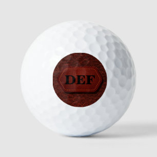 Change Initial, Leather Look Badge Dark Red Golf Balls