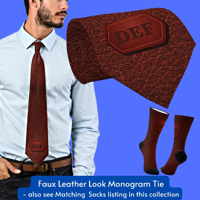 Change Initial, Leather Look Badge Dark Red  Tie (Creator Uploaded)