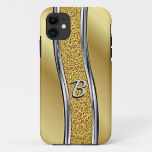 Change Initial Metallic Gold Silver Grey Curves iPhone 11 Case