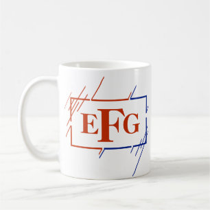 Change Initial Monogram Brown Blue Strokes E F G H Coffee Mug