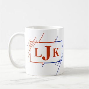 Change Initial Monogram Brown Blue Strokes I J K L Coffee Mug