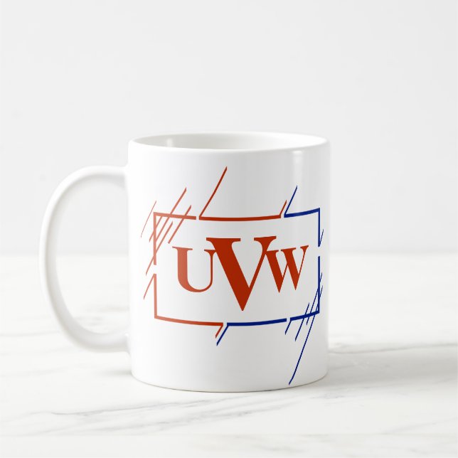 Change Initial Monogram Brown Blue Strokes U V W  Coffee Mug (Left)
