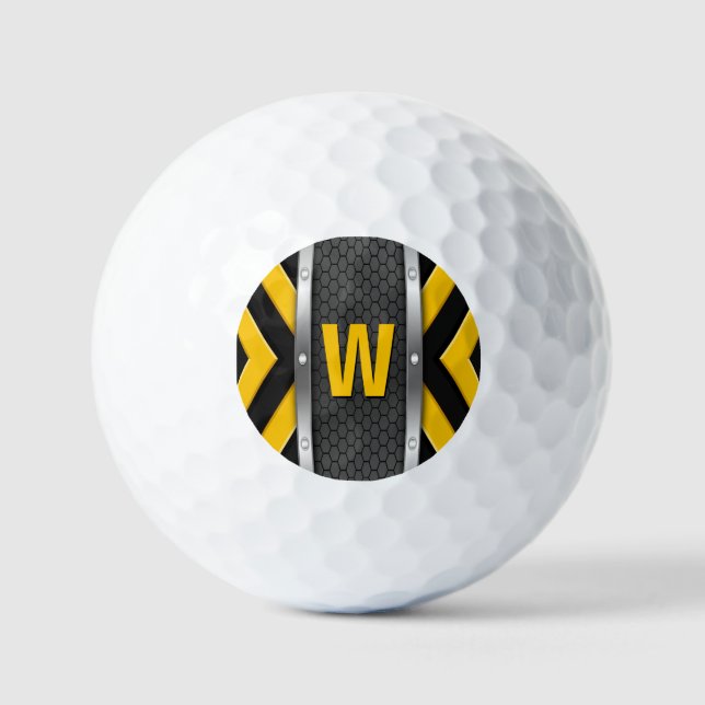 Change Initial,  Safety Yellow & Black Golf Balls (Front)