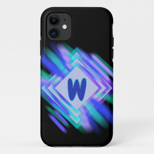 Change Initial, Soft Blue Aqua Diamonds iPhone 11 Case
