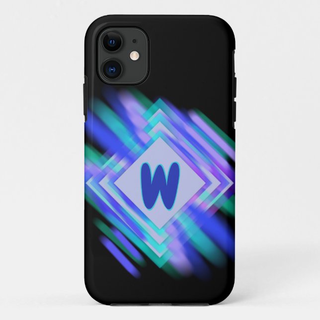 Change Initial, Soft Blue Aqua Diamonds Case-Mate iPhone Case (Back)