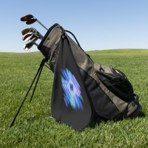 Change Initial, Soft Blue Aqua Diamonds            Golf Towel