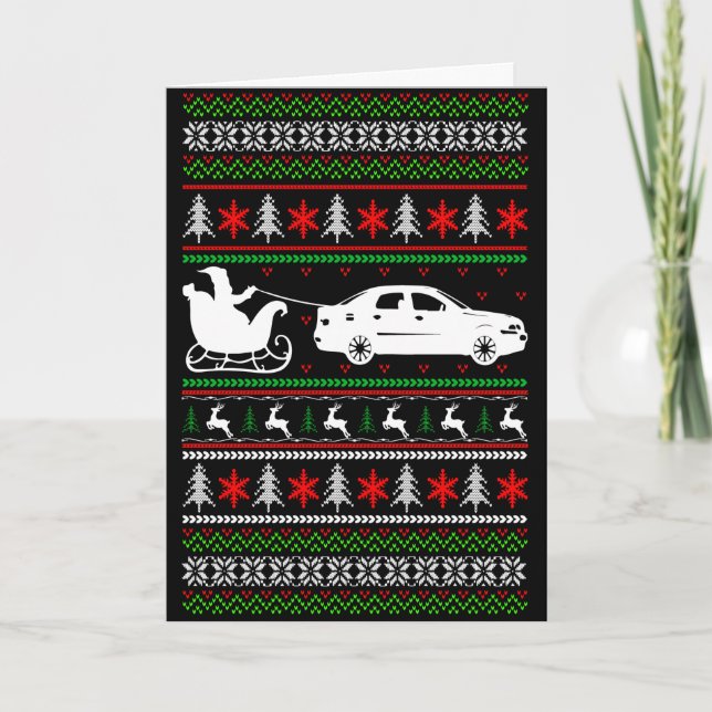 Change Inside Text Santa with Car Christmas Holiday Card (Front)