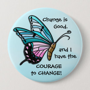 Change is Good (Aqua Butterfly Button) 10 Cm Round Badge