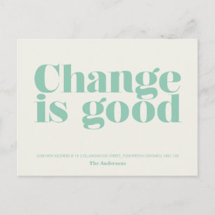 Change is Good Moving Announcement // Turquoise Postcard