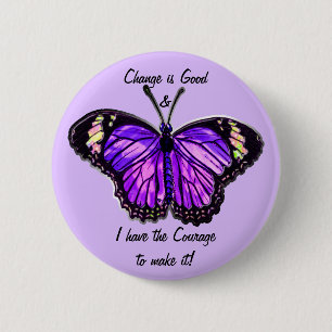 Change is Good (Purple Butterfly Button) 6 Cm Round Badge