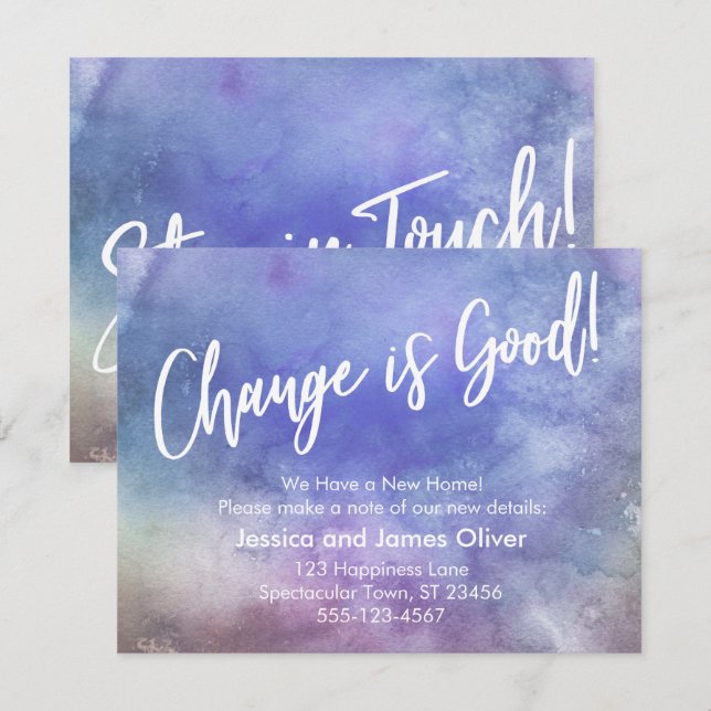 Change is Good! Purple Watercolor Announcement (Front/Back)