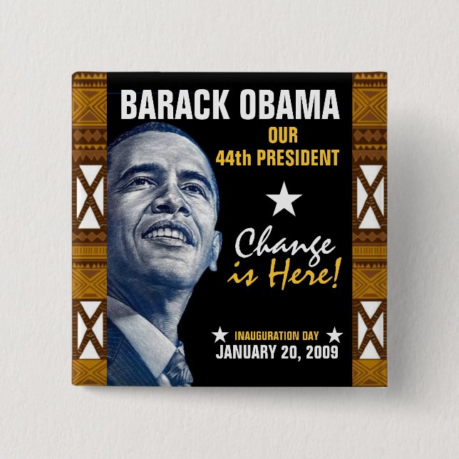 Change is Here! (Kente) 15 Cm Square Badge (Front)