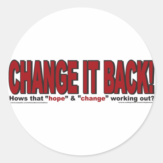 CHANgE-IT-BACK Classic Round Sticker (Front)