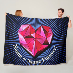 Change Name Add Text Red Geometric Heart Love Fleece Blanket