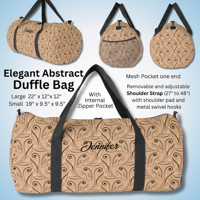 Change Name, Beige Brown Modern Abstract Duffle Bag (Creator Uploaded)