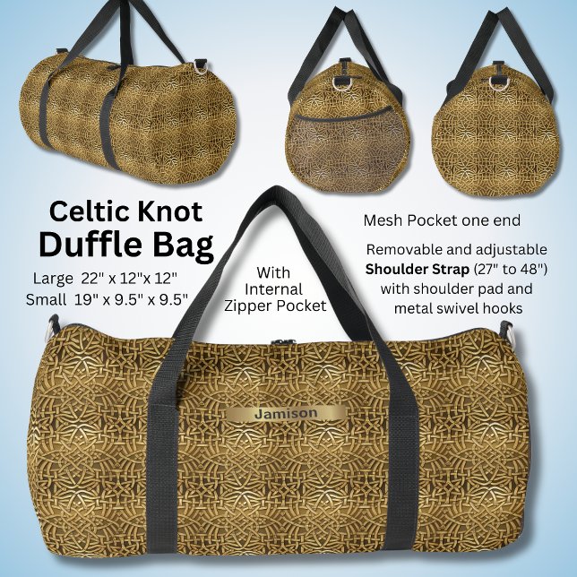 Change Name, Brown Gold Celtic Knot Duffle Bag (Creator Uploaded)