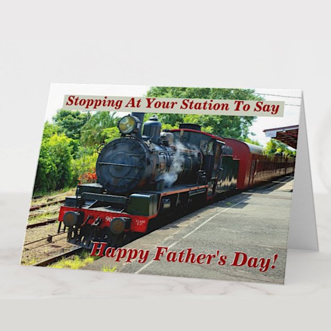 Change Name Edit Text Steam Train Father's Day     Card (Creator Uploaded)