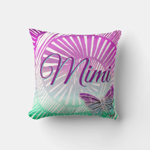 Change Name Grandmother Purple Swirl & Butterfly T Cushion
