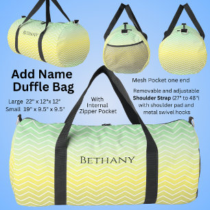 Change Name, Green Yellow Lemon Abstract Zig Zag Duffle Bag