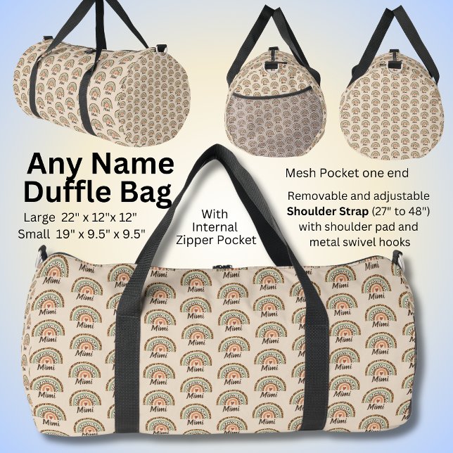 Change Name, Leopard Spots Print Boho Rainbow Duffle Bag (Creator Uploaded)