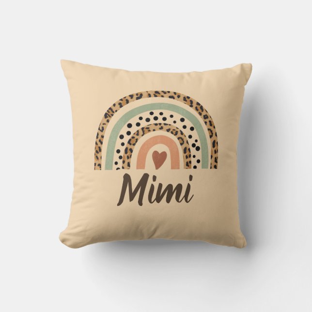 Change Name Leopard Spots Print Brown Rainbow      Cushion (Front)