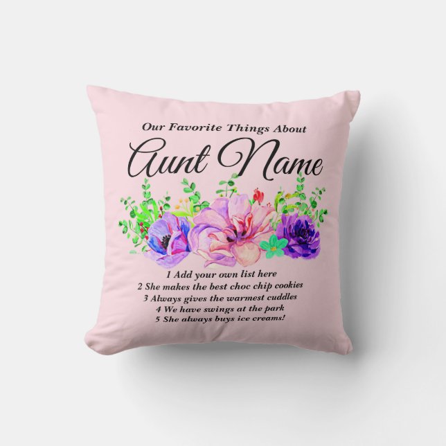 Change Name, List  Favourite Things About Aunt Nam Cushion (Front)